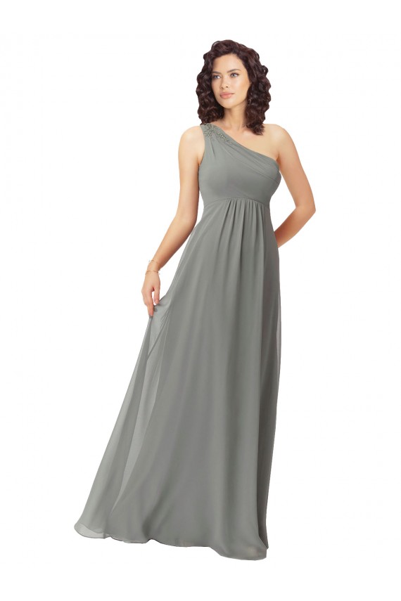 A-Linien Eine-Schulter Chiffon Lange Brautjungfernkleider Fabrik