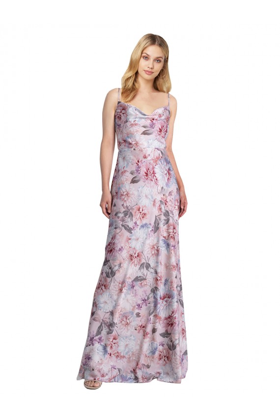 A-Linien Haube Ausschnitt Stretch-Satin Blumen Lange Formale Brautjungfernkleider / Abendkleider Fabrik