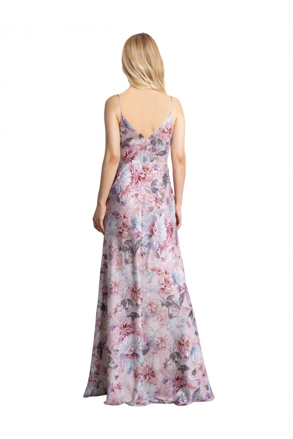 A-Linien Haube Ausschnitt Stretch-Satin Blumen Lange Formale Brautjungfernkleider / Abendkleider Fabrik