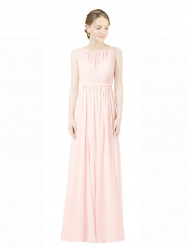 A-Linien Jewel Chiffon Lange Brautjungfernkleider Fabrik