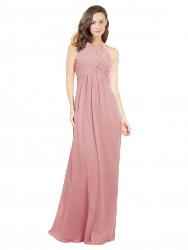 A-Linien Neckholder Chiffon Lange Brautjungfernkleider Fabrik