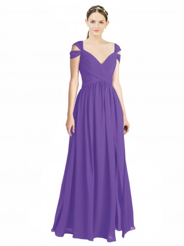 A-Linien Off-Schulter Chiffon Lange Brautjungfernkleider Fabrik