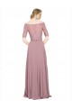 A-Linien Off-Schulter Chiffon Spitze Lange Brautjungfernkleider / Abiballkleider Fabrik
