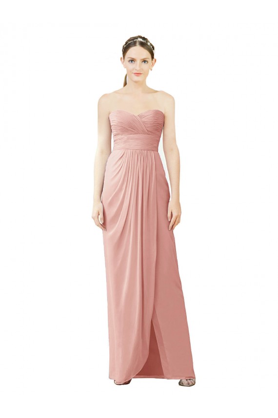 A-Linien Trägerlos Chiffon Lange Brautjungfernkleider Fabrik