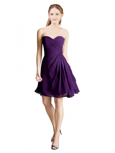 A-Linien Trägerlos Knielang Chiffon Kurze Brautjungfernkleider / Cocktailkleider / Heimkehr Kleider Fabrik