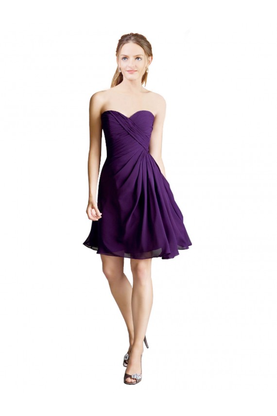 A-Linien Trägerlos Knielang Chiffon Kurze Brautjungfernkleider / Cocktailkleider / Heimkehr Kleider Fabrik