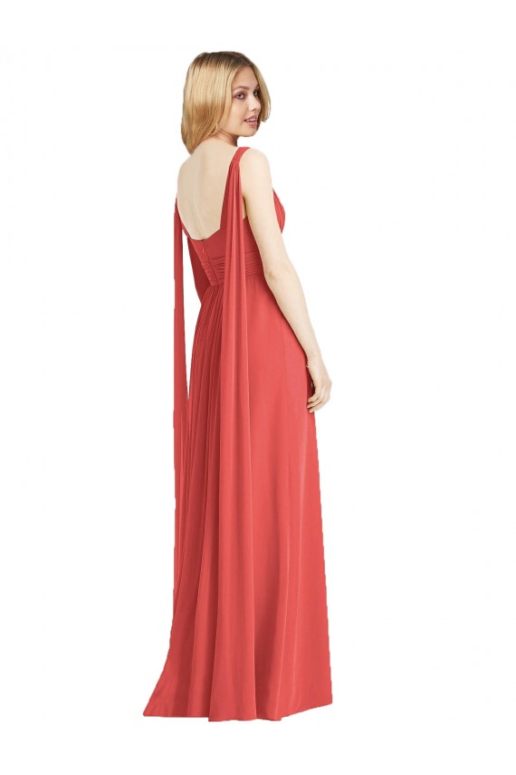 A-Linien V-Ausschnitt Chiffon Lange Brautjungfernkleider Fabrik