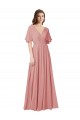 A-Linien V-Ausschnitt Chiffon Lange Brautjungfernkleider Fabrik