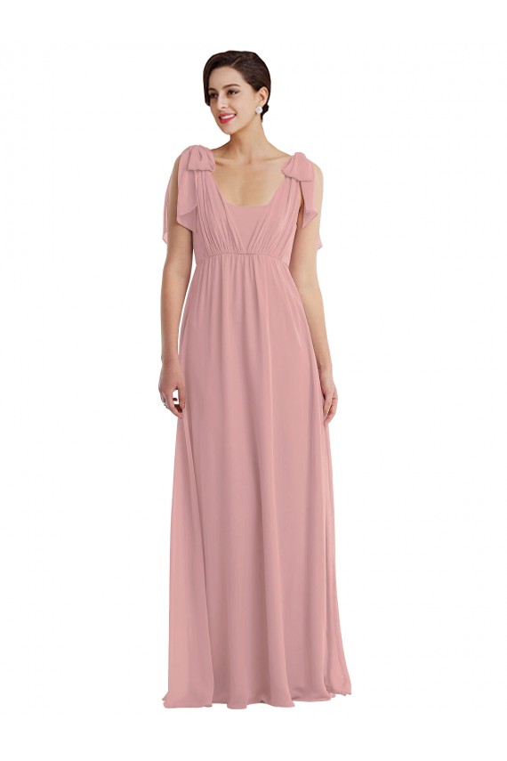Altrosa A-Linien Neckholder Chiffon Lange Brautjungfernkleider Fabrik