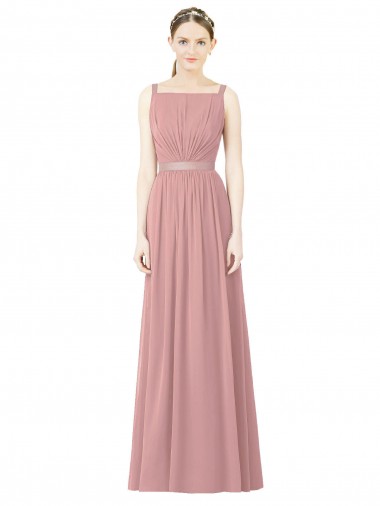 Altrosa A-Linien Stehkragen Ausschnitt Chiffon Lange Brautjungfernkleider Fabrik