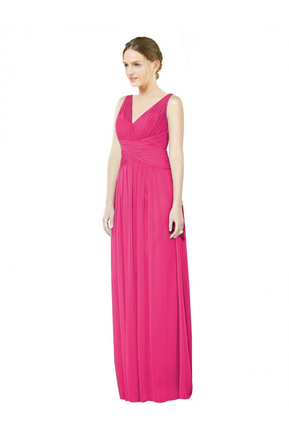 Azalee A-Linien V-Ausschnitt Chiffon Lange Brautjungfernkleider Fabrik
