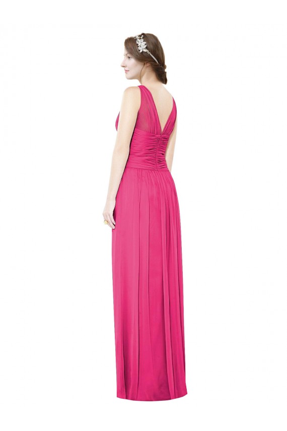 Azalee A-Linien V-Ausschnitt Chiffon Lange Brautjungfernkleider Fabrik