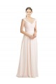 Creme Rosa A-Linien Chiffon Spitze Lange Brautjungfernkleider Fabrik
