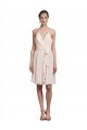 Creme Rosa A-Linien Neckholder V-Ausschnitt Knielang Chiffon Kurze Brautjungfernkleider / Cocktailkleider / Heimkehr Kleider Fabrik