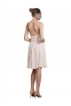 Creme Rosa A-Linien Neckholder V-Ausschnitt Knielang Chiffon Kurze Brautjungfernkleider / Cocktailkleider / Heimkehr Kleider Fabrik