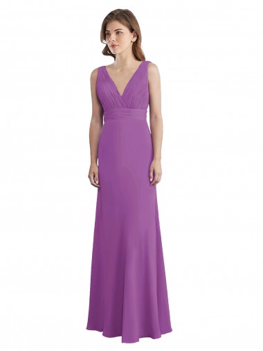 Dahlie A-Linien V-Ausschnitt Chiffon Lange Brautjungfernkleider Fabrik