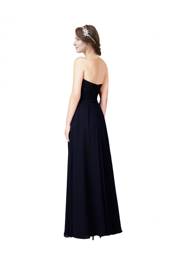 Dunkelmarine A-Linien Chiffon Lange Brautjungfernkleider Fabrik
