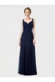 Dunkelmarine A-Linien Chiffon Lange Brautjungfernkleider Fabrik