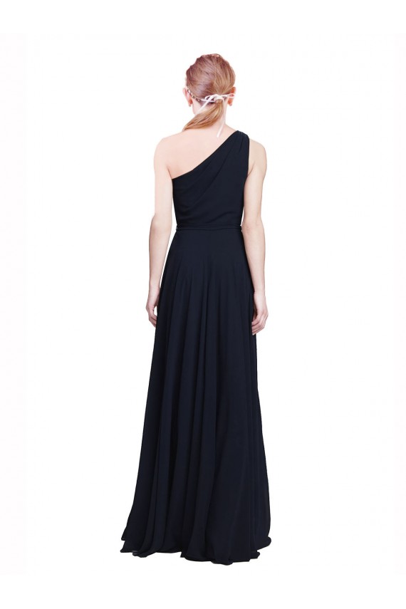 Dunkelmarine A-Linien Eine-Schulter Chiffon Lange Brautjungfernkleider Fabrik