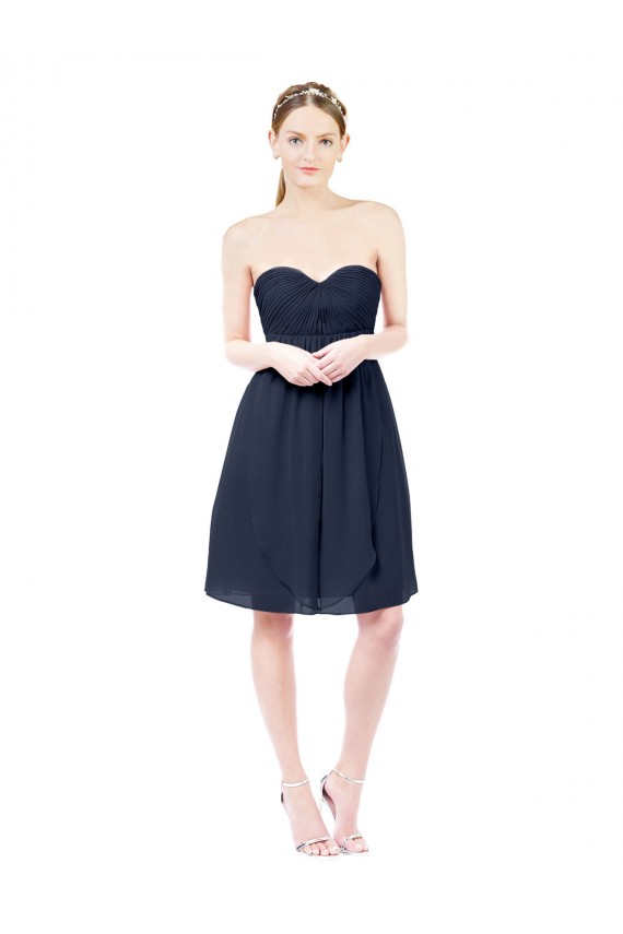 Dunkelmarine A-Linien Knielang Chiffon Kurze Brautjungfernkleider / Cocktailkleider / Heimkehr Kleider Fabrik