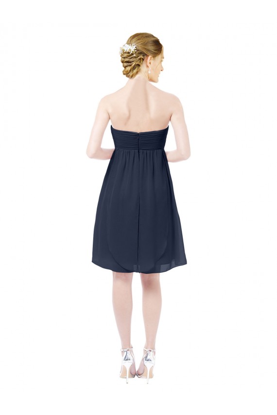 Dunkelmarine A-Linien Knielang Chiffon Kurze Brautjungfernkleider / Cocktailkleider / Heimkehr Kleider Fabrik