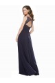 Dunkelmarine A-Linien V-Ausschnitt Chiffon Spitze Lange Brautjungfernkleider Fabrik