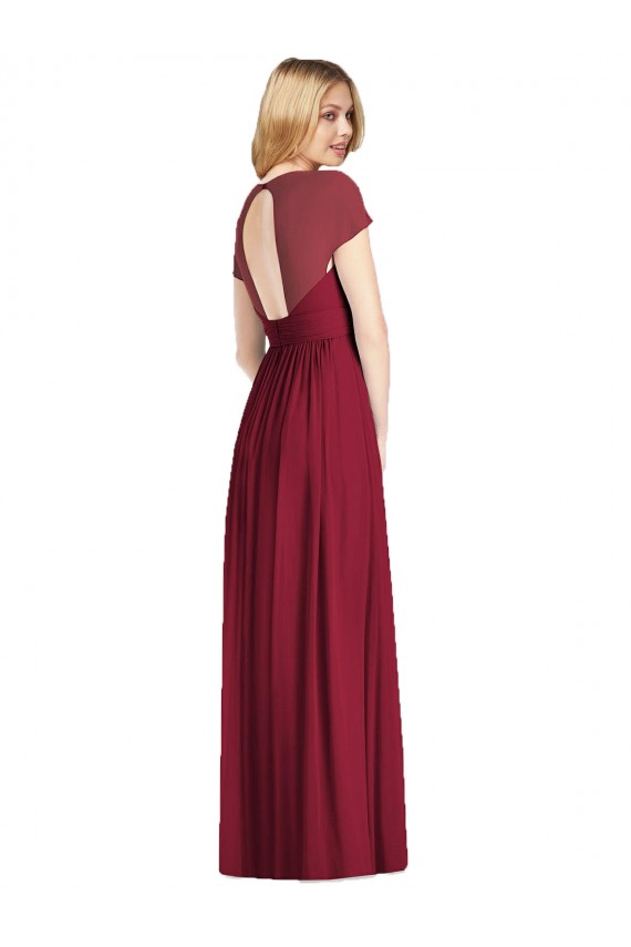 Dunkelmarine Trompete V-Ausschnitt Chiffon Lange Brautjungfernkleider Fabrik