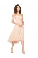 Eisrosa A-Linien Quadrat Ausschnitt Midi Chiffon Kurze Brautjungfernkleider Fabrik