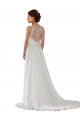Elfenbein A-Linien Illusion Ausschnitt Sweep Zug Chiffon Boho Brautkleider Fabrik