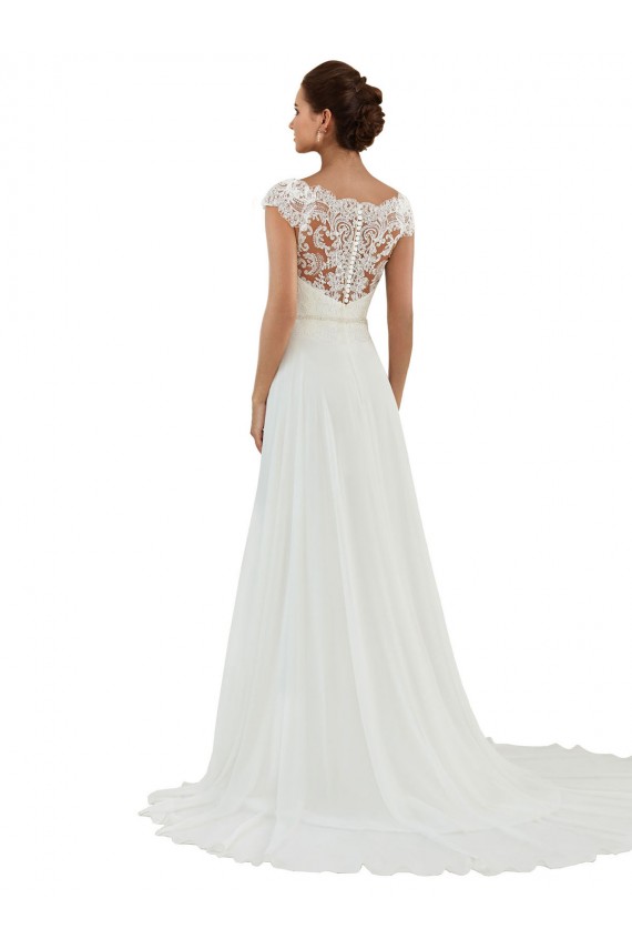 Elfenbein A-Linien Kapelle-schleppe Chiffon Klassisch Brautkleider Fabrik