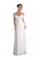 Elfenbein A-Linien Off-Schulter Sweep Zug Chiffon Strand Brautkleider Fabrik