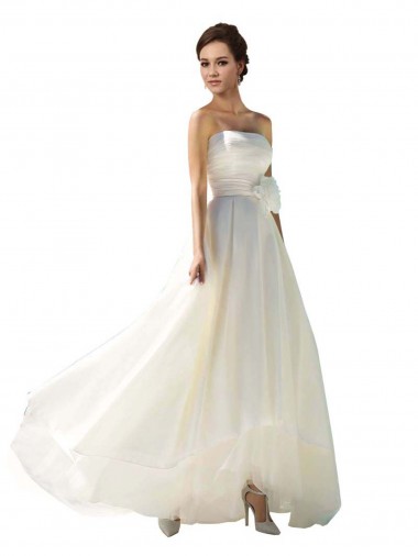 Elfenbein A-Linien Trägerlos Chiffon Brautkleider Fabrik
