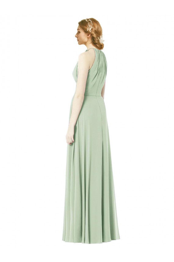 Emerald A-Linien Neckholder Chiffon Lange Brautjungfernkleider Fabrik
