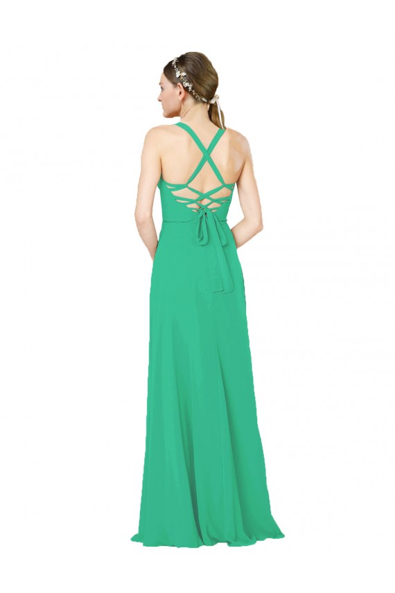 Emerald Etui V-Ausschnitt Chiffon Lange Brautjungfernkleider Fabrik