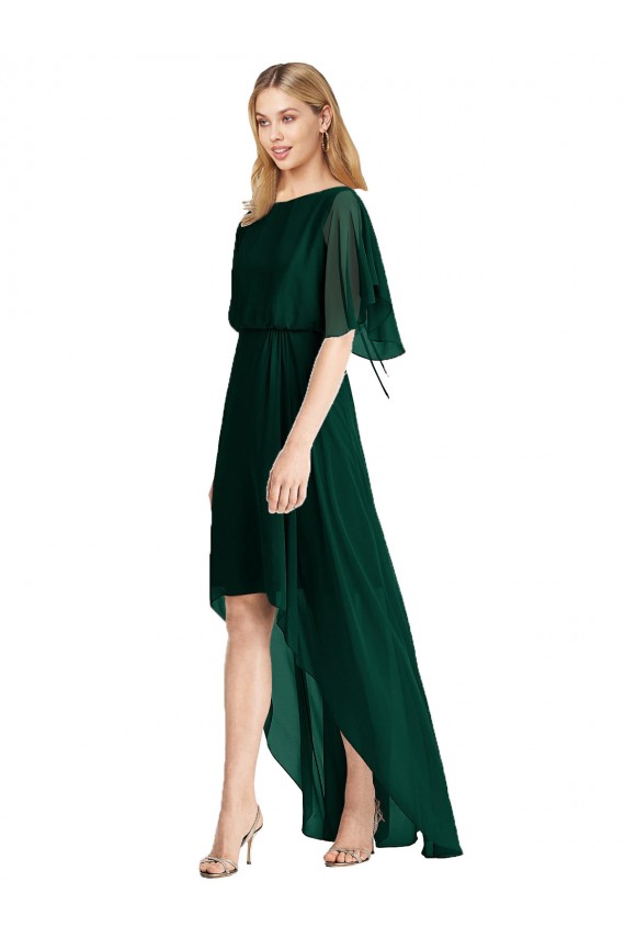 Evergrün A-Linien Runder Ausschnitt Chiffon Lange Brautjungfernkleider Fabrik