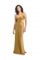 Gold A-Linien Eine-Schulter Stretch-Satin Lange Formale Brautjungfernkleider / Abendkleider / Abiballkleider Fabrik