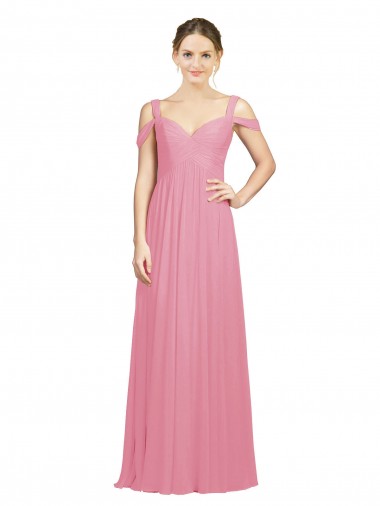 Hautrosa A-Linien Off-Schulter Chiffon Lange Brautjungfernkleider Fabrik