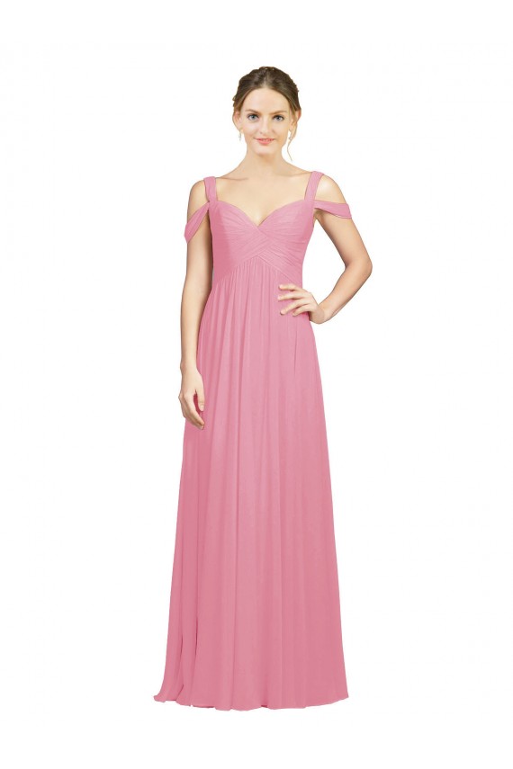 Hautrosa A-Linien Off-Schulter Chiffon Lange Brautjungfernkleider Fabrik