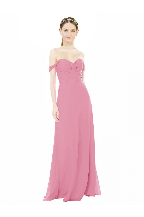 Hautrosa A-Linien Off-Schulter Chiffon Lange Brautjungfernkleider Fabrik