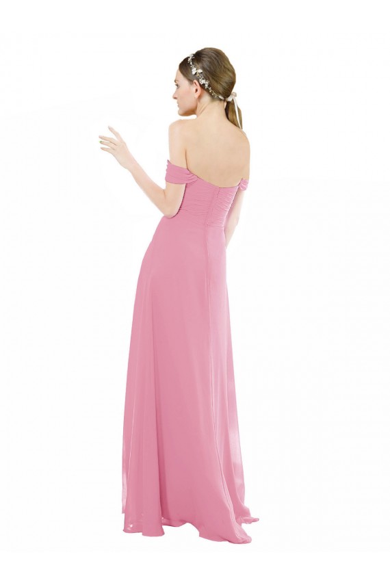 Hautrosa A-Linien Off-Schulter Chiffon Lange Brautjungfernkleider Fabrik