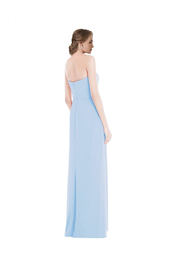 Helles Himmelblau A-Linien Chiffon Lange Brautjungfernkleider Fabrik