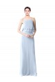 Helles Himmelblau A-Linien Neckholder Chiffon Lange Brautjungfernkleider Fabrik