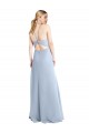 Helles Himmelblau A-Linien Neckholder Chiffon Lange Brautjungfernkleider Fabrik