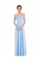 Helles Himmelblau A-Linien Off-Schulter Chiffon Lange Formale Brautjungfernkleider / Abendkleider Fabrik
