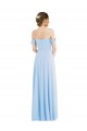 Helles Himmelblau A-Linien Off-Schulter Chiffon Lange Formale Brautjungfernkleider / Abendkleider Fabrik