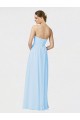 Helles Himmelblau A-Linien Trägerlos Chiffon Lange Brautjungfernkleider Fabrik