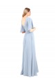 Helles Himmelblau A-Linien V-Ausschnitt Chiffon Lange Brautjungfernkleider Fabrik