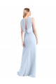 Helles Himmelblau A-Linien V-Ausschnitt Chiffon Lange Brautjungfernkleider Fabrik