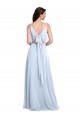 Helles Himmelblau A-Linien V-Ausschnitt Chiffon Lange Brautjungfernkleider Fabrik