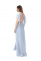 Helles Himmelblau A-Linien V-Ausschnitt Chiffon Lange Brautjungfernkleider Fabrik